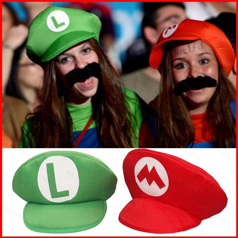GC1 Super Mario Bros Hat Mario Luigi Cap Cosplay Sport Wear Red Green ...