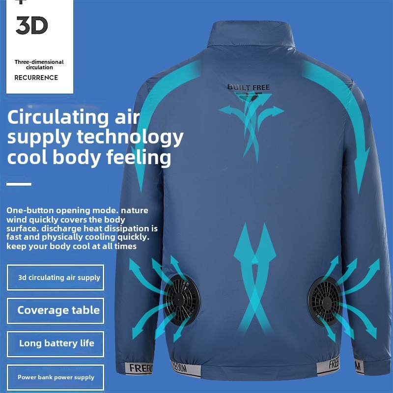 Cooling Fan Jacket with Air Conditioning Function, Long Sleeve Sun  Protection Outdoor Work Coat