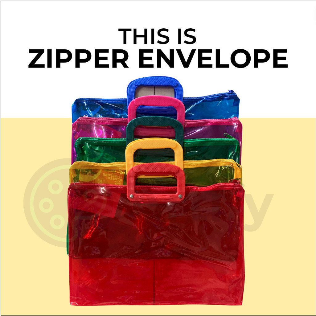 Joy Expandable Plastic Envelope Long Size w/ Zipper & Push Lock ...