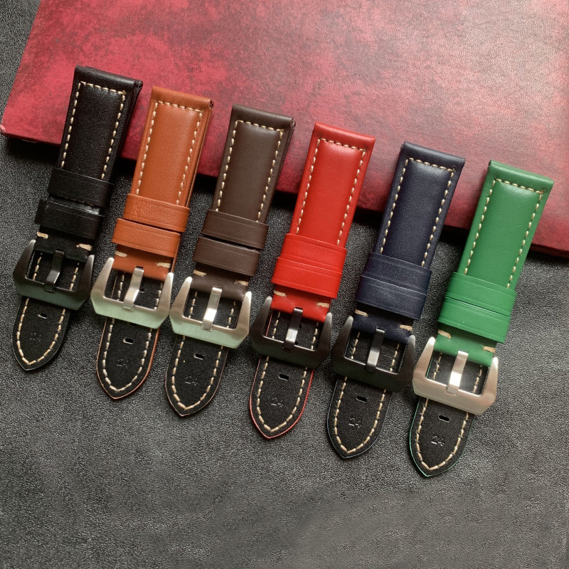 Calfskin Plain Weave Genuine Leather Watch Strap Suitable for Panerai ...