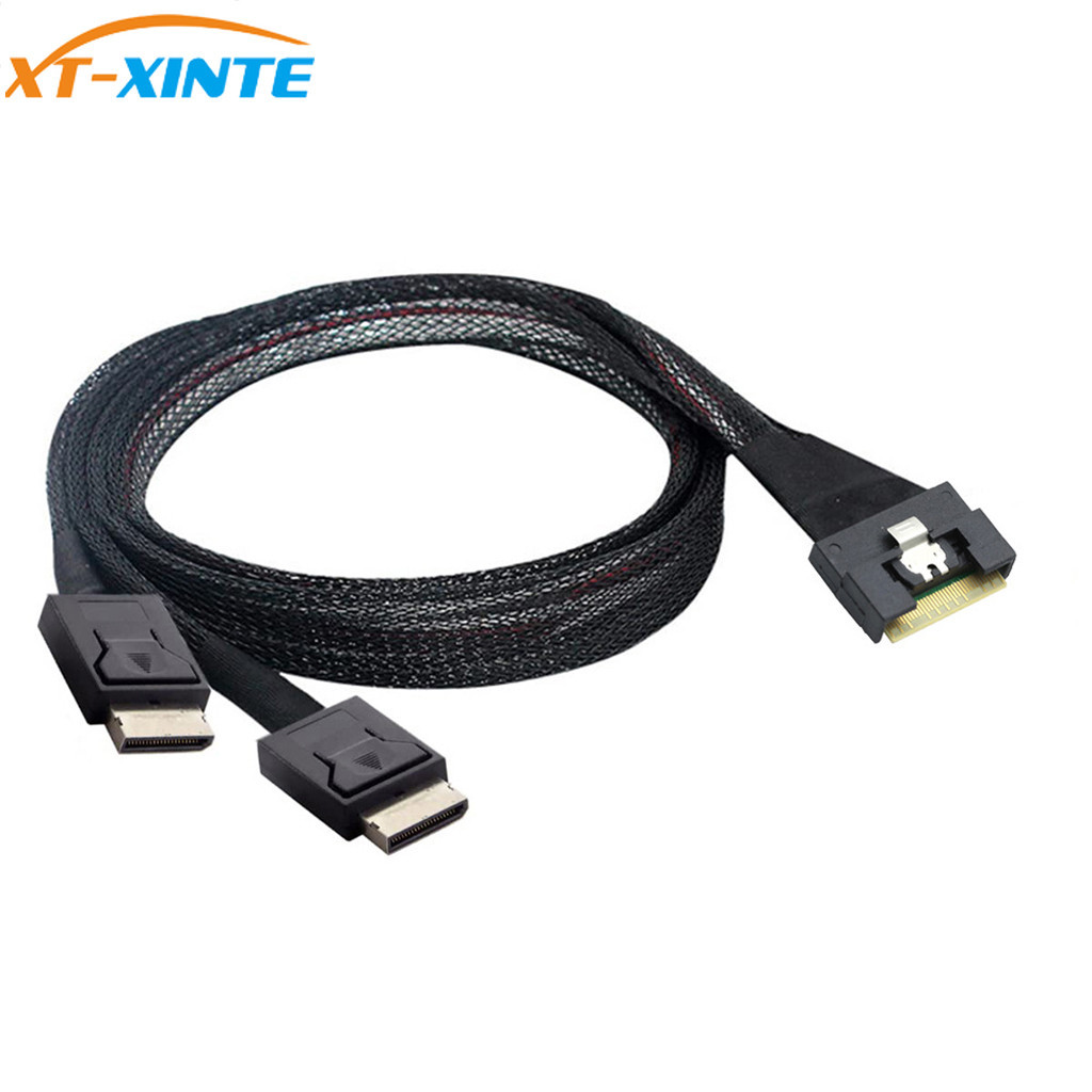 Câble PCI-E Slimline SAS SFF-8654 8i Vers Dual SFF-8611 Oculink - 40 Cm, Pour Serveurs, Stockage