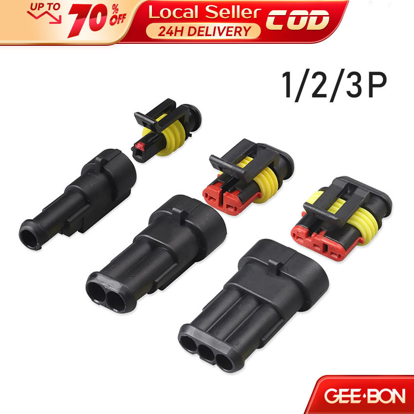 GEEBON 5Sets 1/2/3 Pins AMP Seal Waterproof Electrical Wire Connector ...