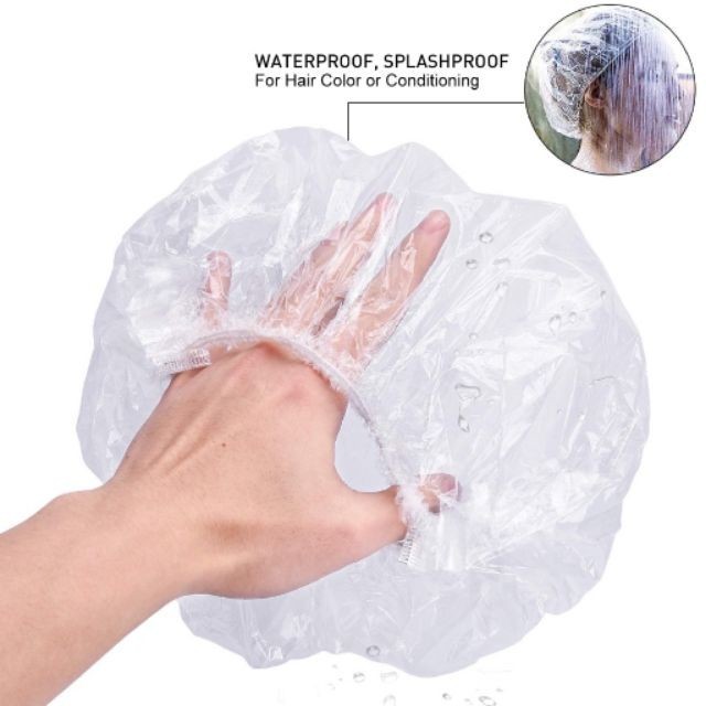 Women Lady Waterproof Plastic Shower Bathing Salon Hair Cap Random