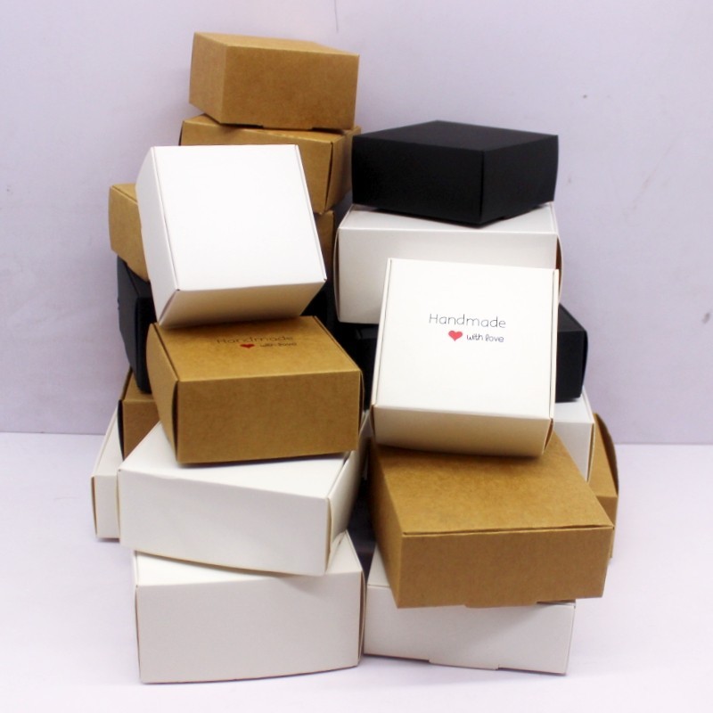 10pcs handmade gift packaging with multiple sizes, white kraft paper ...