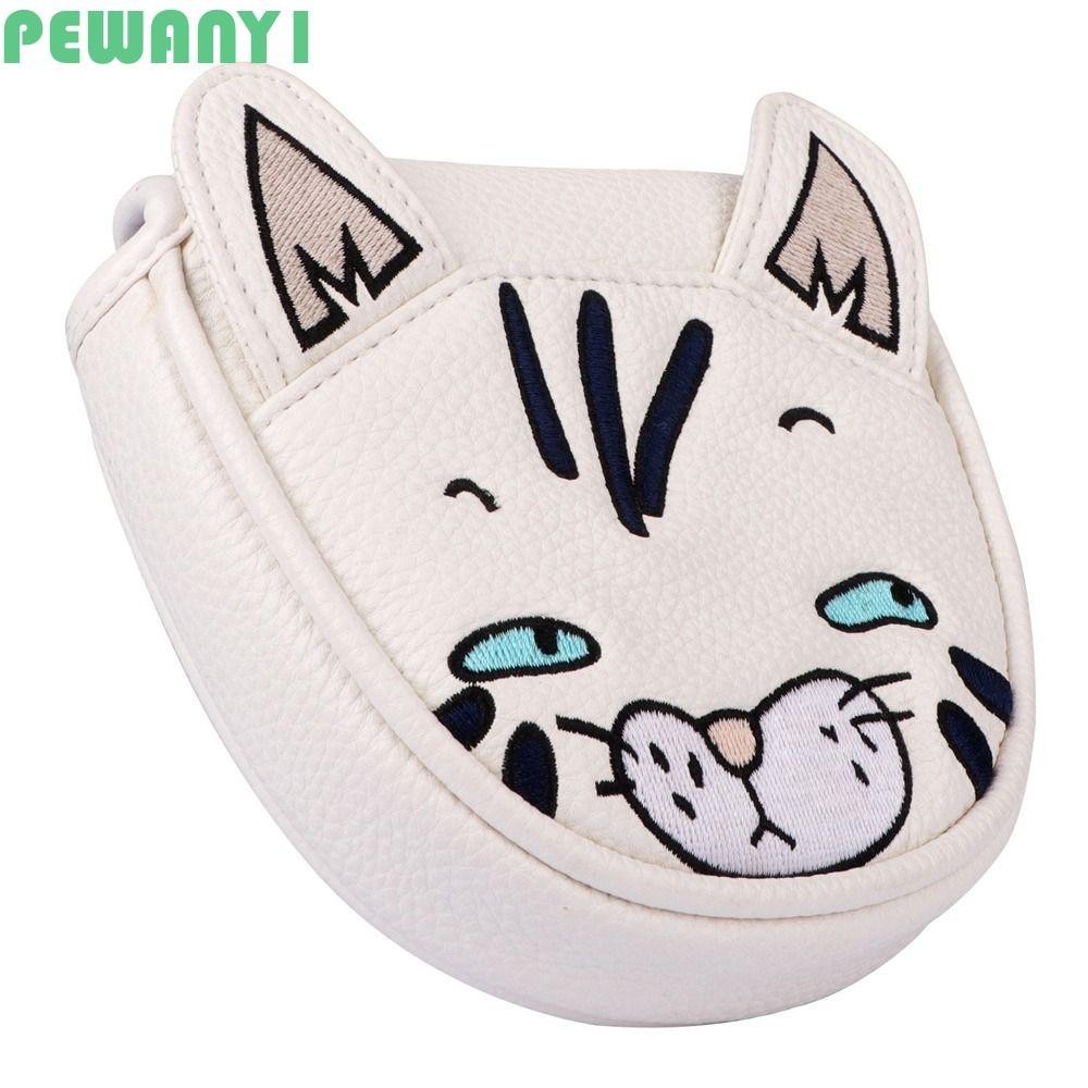 PEWANY1 Golf Headcover, Cat Design PU Leather Golf Putter Covers, Cute