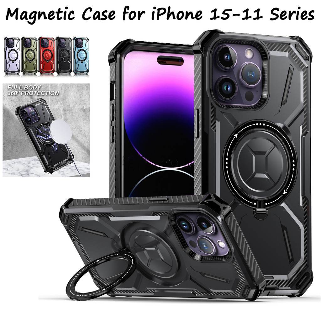 Coque Hybride Magnétique Anti-Choc Pour IPhone 11 à 16 Pro Max - Silicone/Polycarbonate, Transparente - Neuf