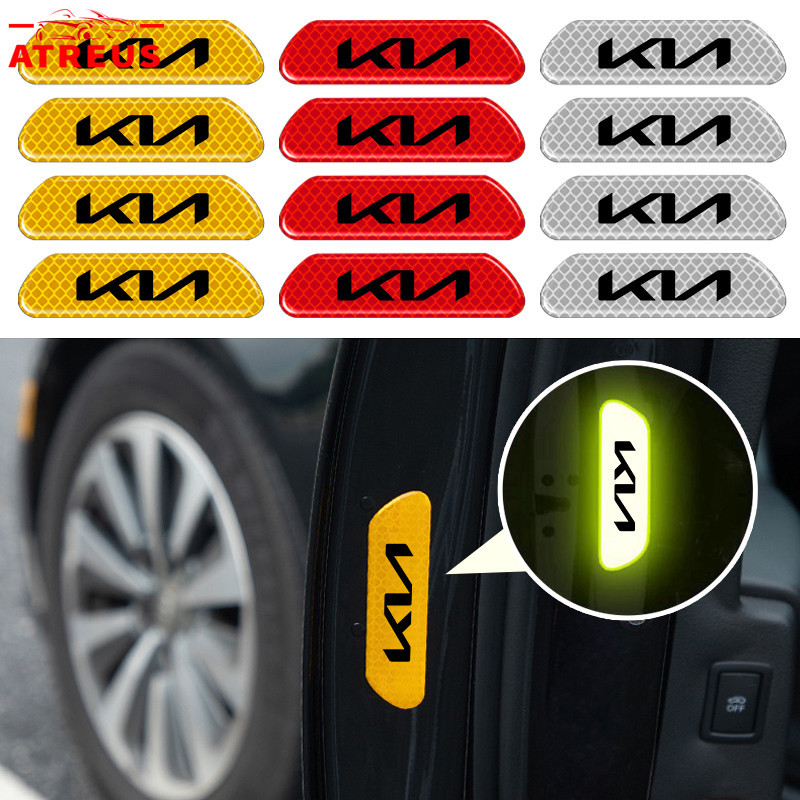 4Pcs KIA Car Reflective Sticker Car Door Stickers Safety Warning Mark ...