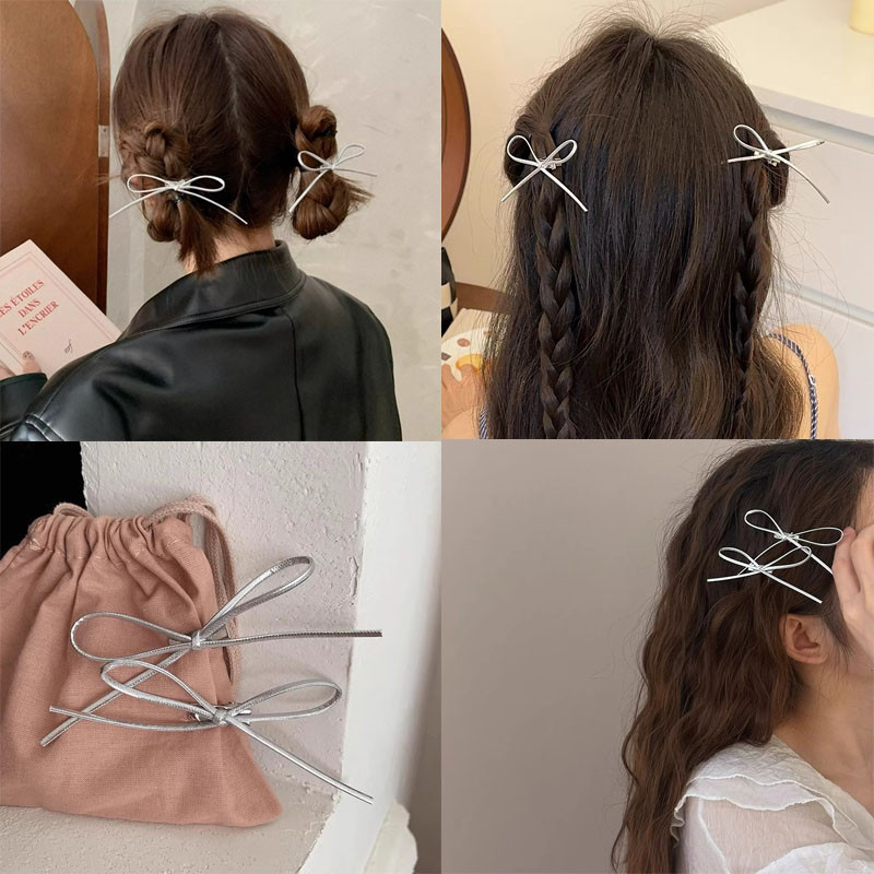 1Pcs Cute Sexy Sweet Silver Bowknot Hair Clip Hairpin Accessory for ...