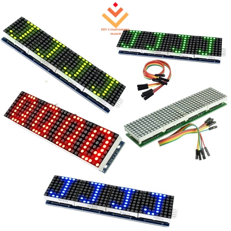 MAX7219 4 In 1 LED Display Microcontroller+5P Line Dot Matrix Module ...