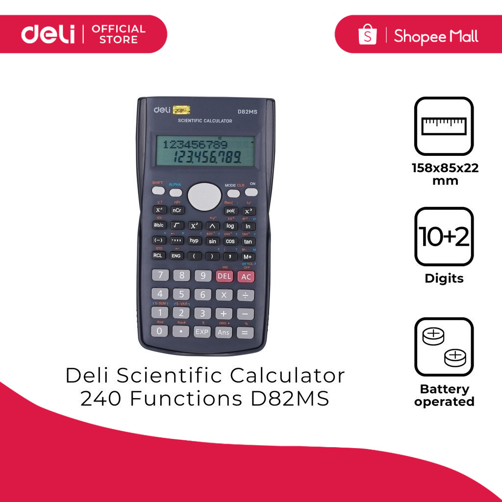 Deli D82MS 10 2 Digits Scientific Calculator 240 Functions Shopee Philippines