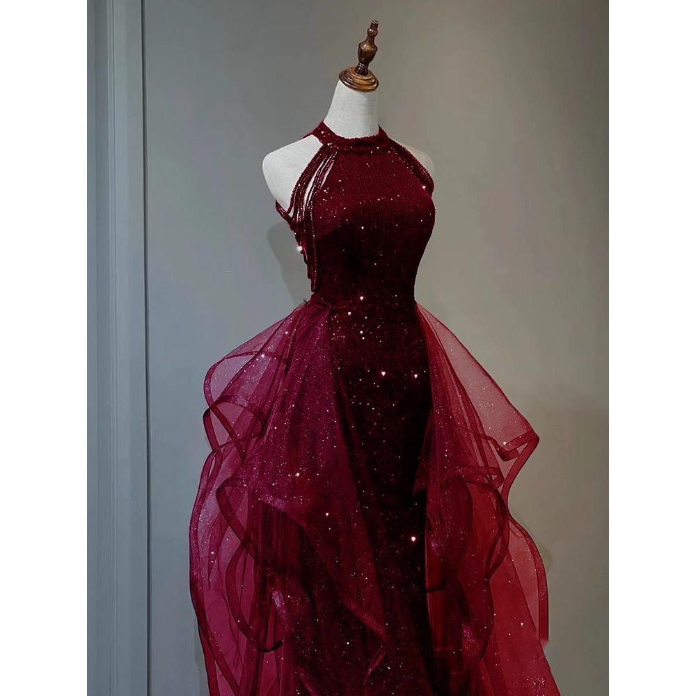 Wine Red Toast Clothing2024New Bridal High-End Design French Wedding ...