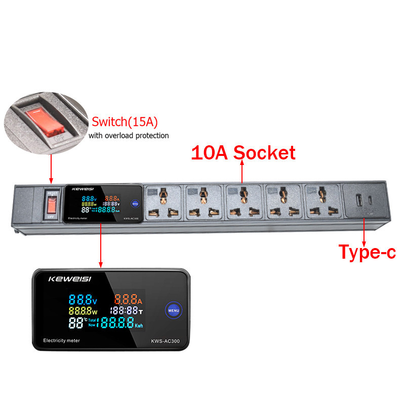 C14 input power distribution unit PDU power strip universal socket+Type ...