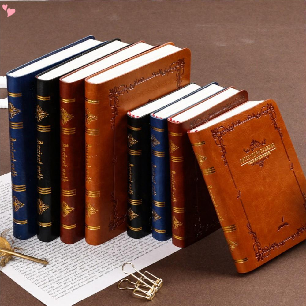 A6/A7 Vintage Printed Notebook Cute Compact Portable Pocket Hard Cover ...