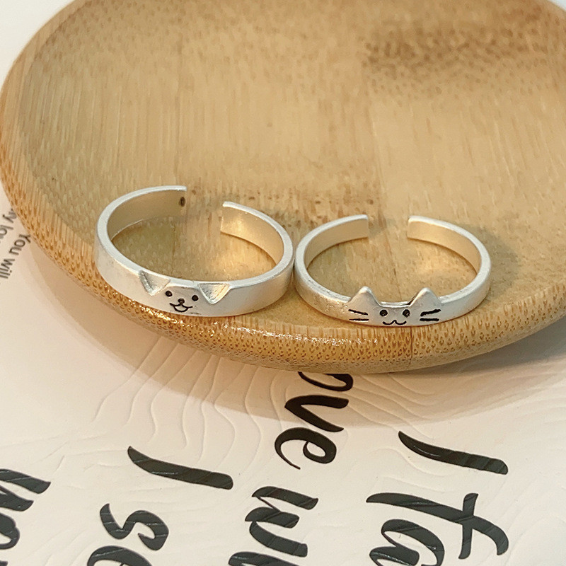Cat and dog couple rings, simple and personalized index finger rings ...