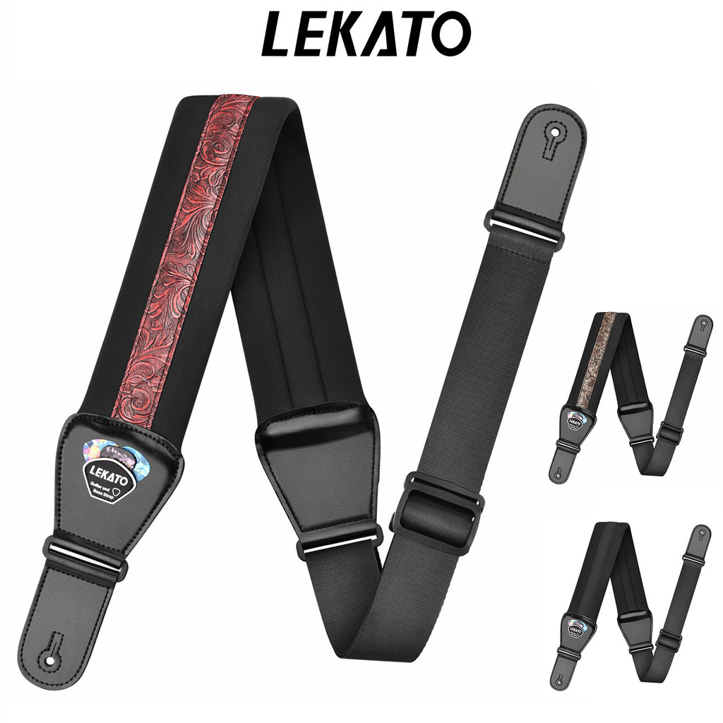 LEKATO LGS2 Bass Guitar Strap 3" Wide Thickened Shoulder Padded