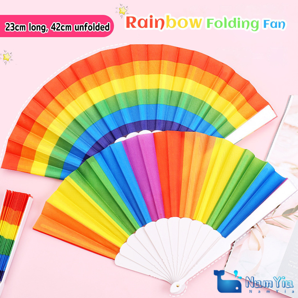 Na 7 inch Children's Craft Folding Fan Rainbow Flat Fans Kindergarten ...