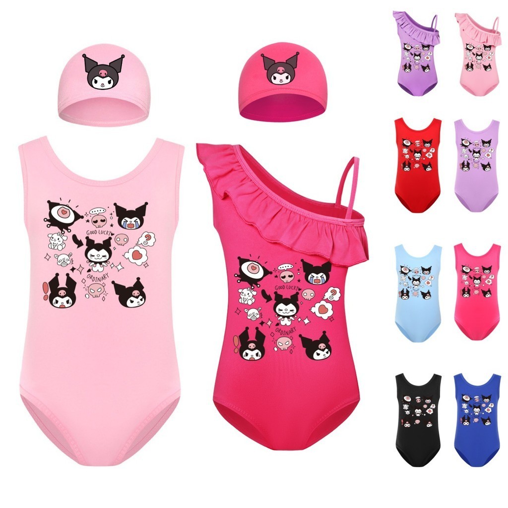 Sanrioed Kuromi Swimwear Kids Cartoon Swimsuit Girl Bikini Swimming ...