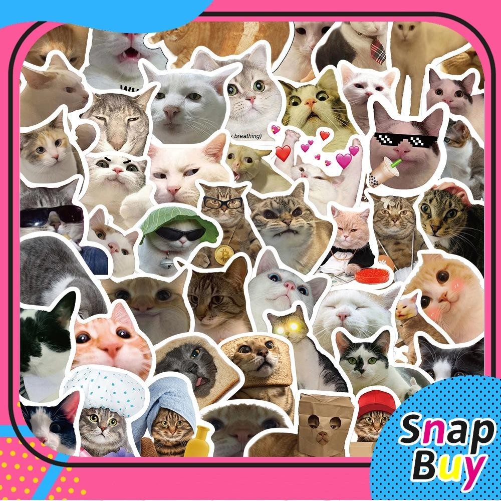 50Pcs Funny Cats Emoji Series Stickers DIY Luggage Laptop Waterproof ...