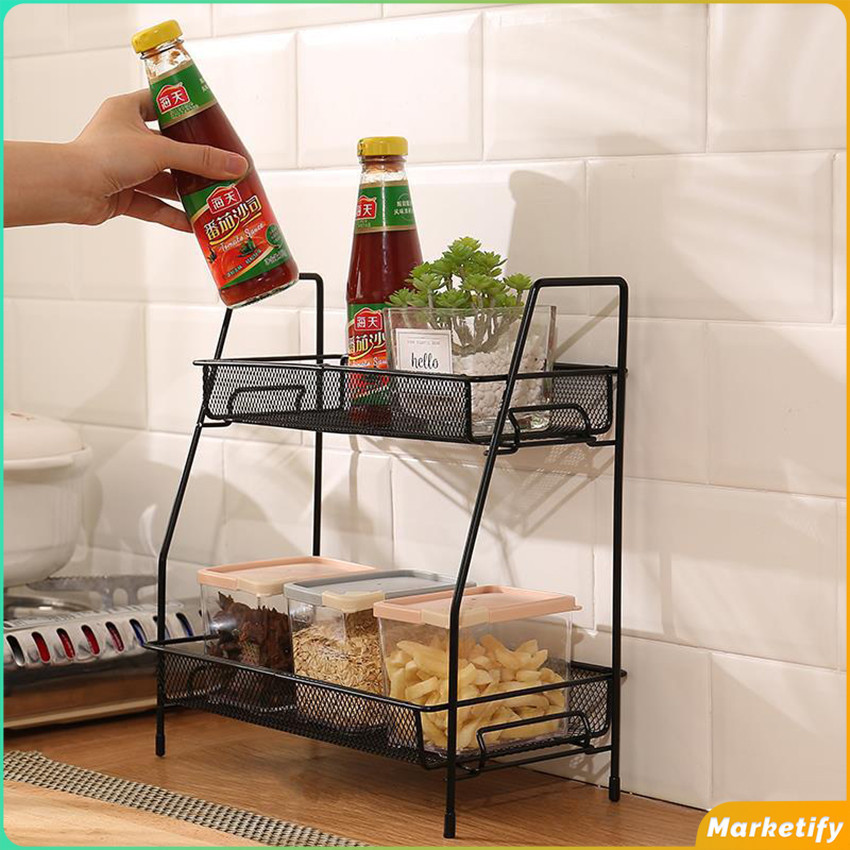 MK Desktop Double Layer Detachable Spice Rack Storage | Shopee Philippines