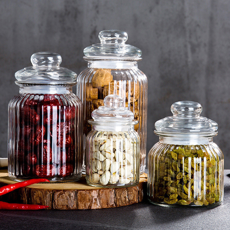Kitchen Plus Glass Storage Jar with Lid Snack Storage Holder Glass ...