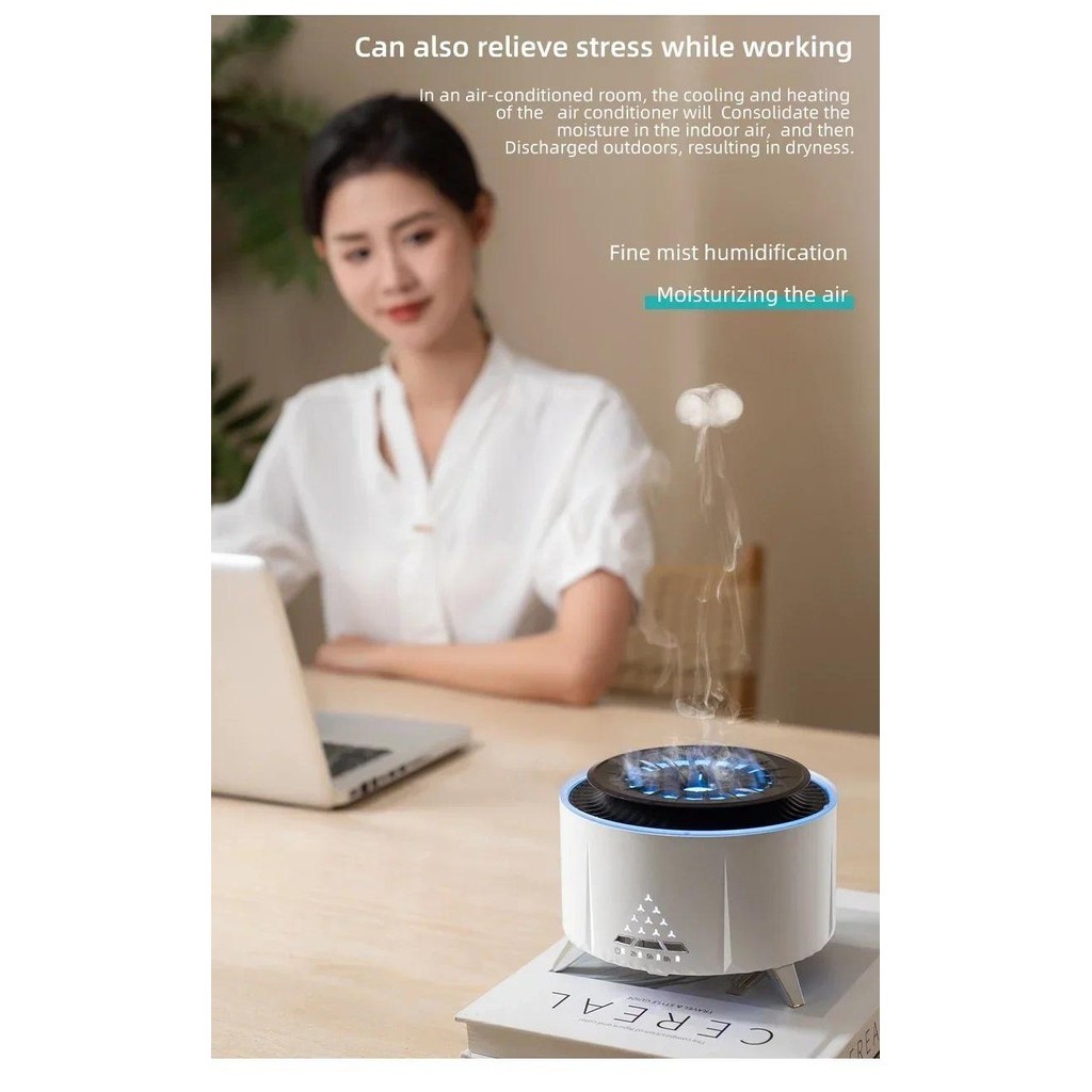 Flame Air Humidifier Jellyfish Electric Aroma Diffuser Lava Volcano ...