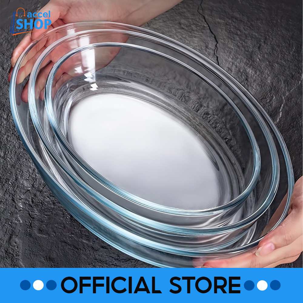 Accel Borosilicate Glass Oval Baking Dish Microwave Safe Set Of 3 Shopee Philippines