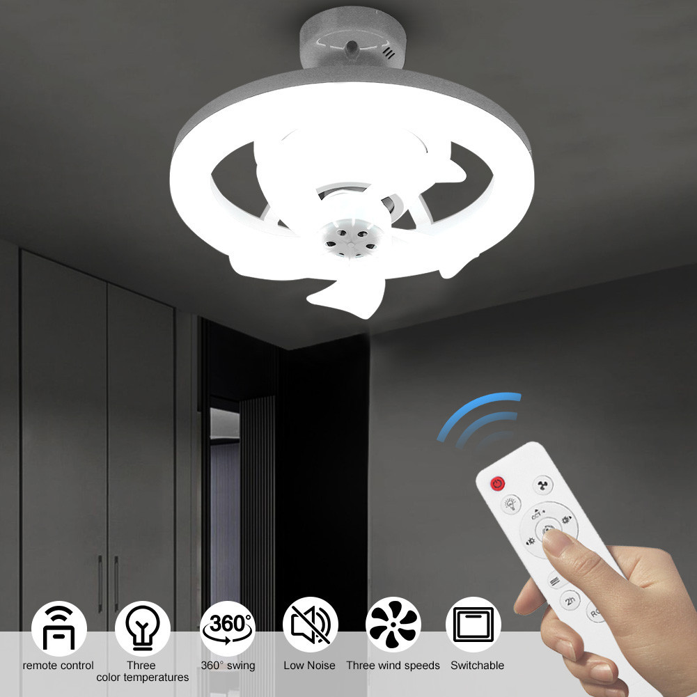 Modern Ceiling Fans with Light RGB/3 Colors Dimmable Low Profile