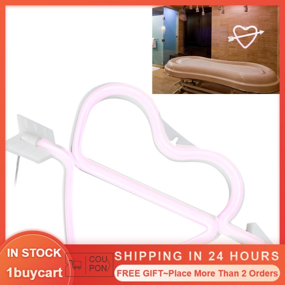 1buycart Neon Sign Heart Led Light Wall Decor USB Or Battery | Shopee ...