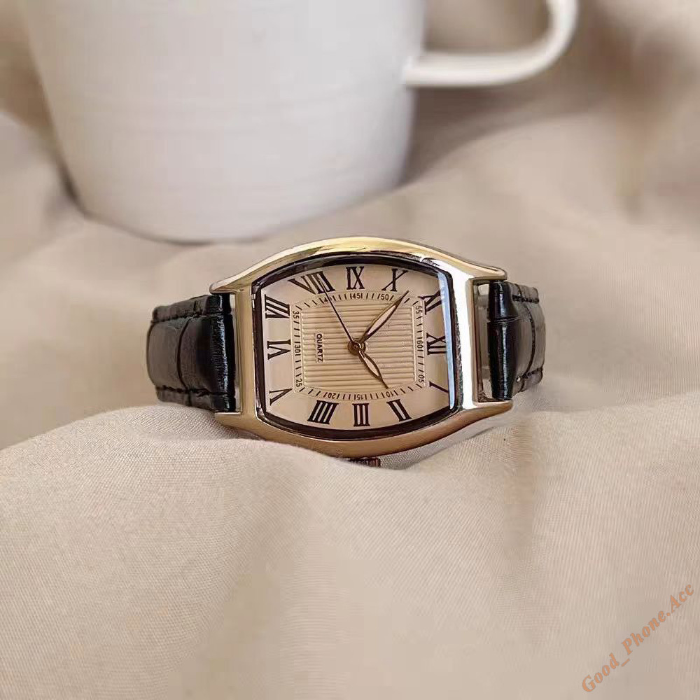 Ladies Quartz Watch Retro Barrel-Shaped Belt Watch Female Student Women ...