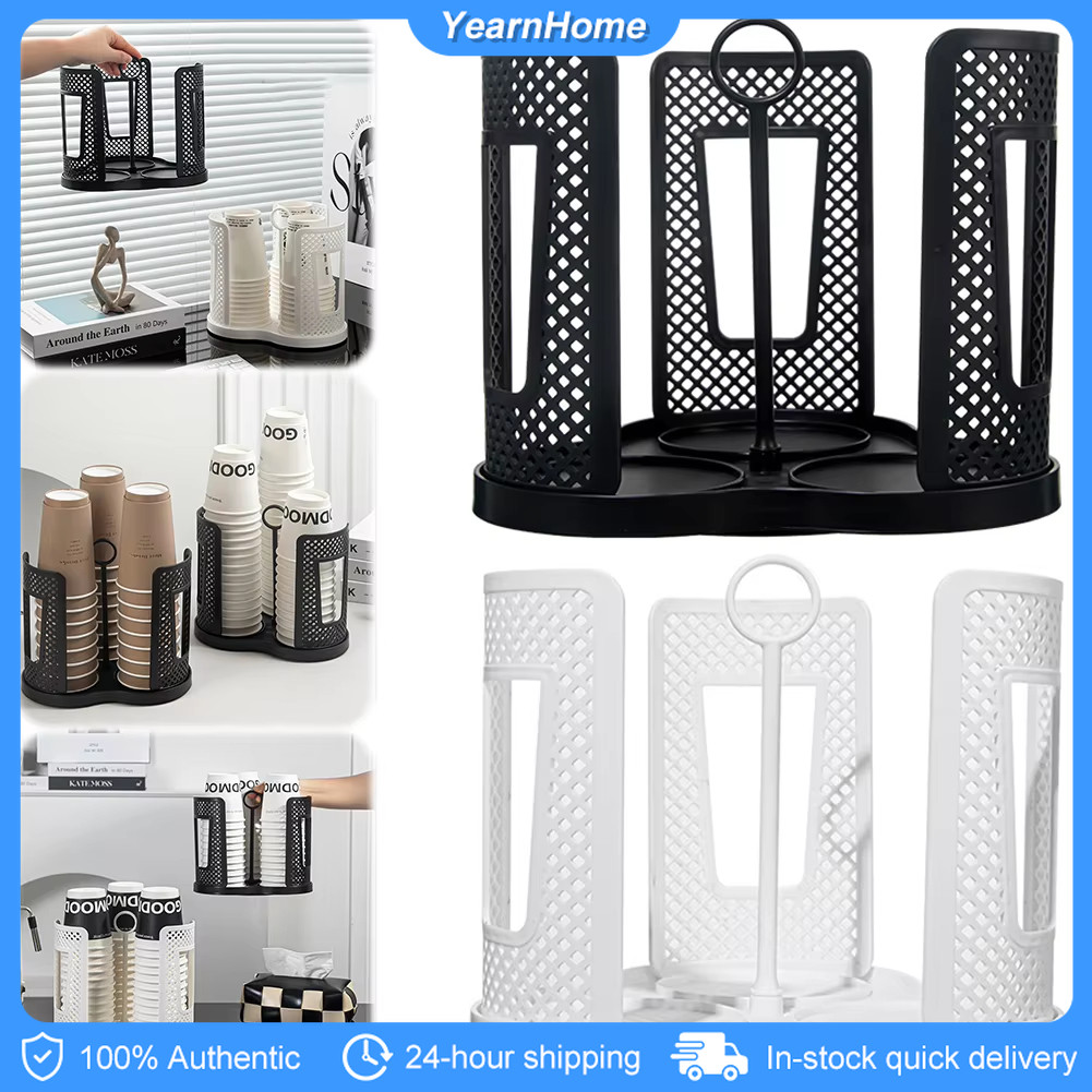 Paper Cups Storage Rack 360° Rotatable Coffee Cup Holder Large Capacity ...