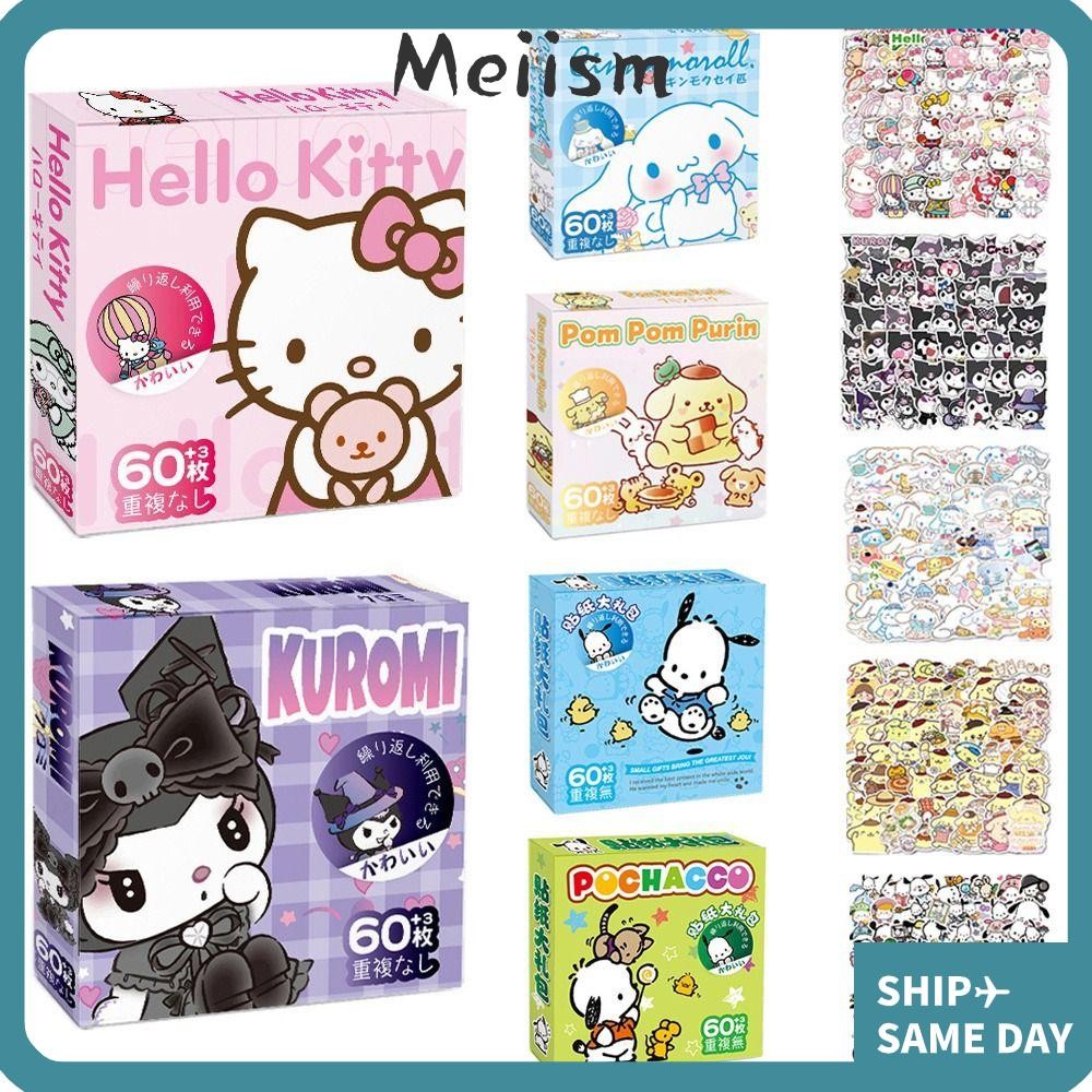 MEIISM 60pcs/box Melody Kuromi Stickers, Kitty Kuromi Waterproof ...
