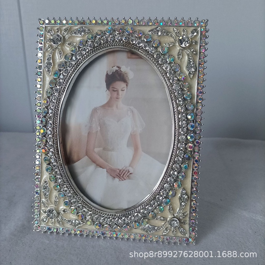 Silver Inlaid Rhinestone Metal Photo Frame, Simple Photo Frame Swing ...