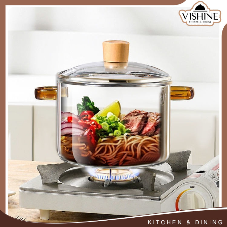 VSH.OFF Cooking Pot Kitchen Glass Cooking Salad Bowl Soup Pot Heat ...