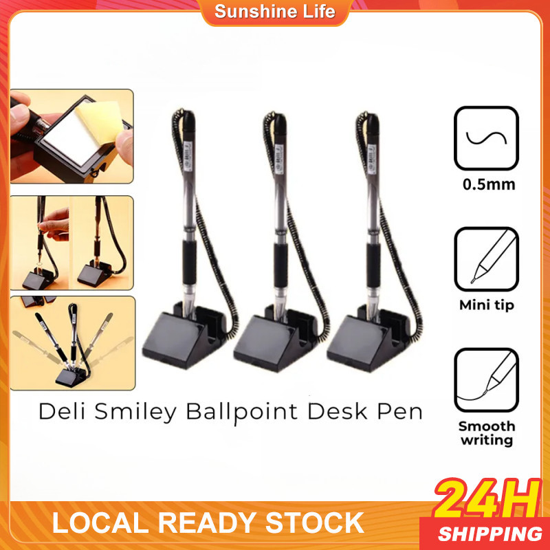 0.5mm Table Top Pen Black Counter Pen Desk Table Pen with String Office ...