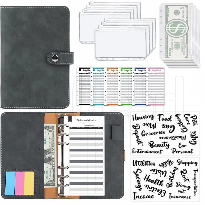 Binder Budget Planning Notebook Set - A6 Binder DIY Planner PU Leather ...