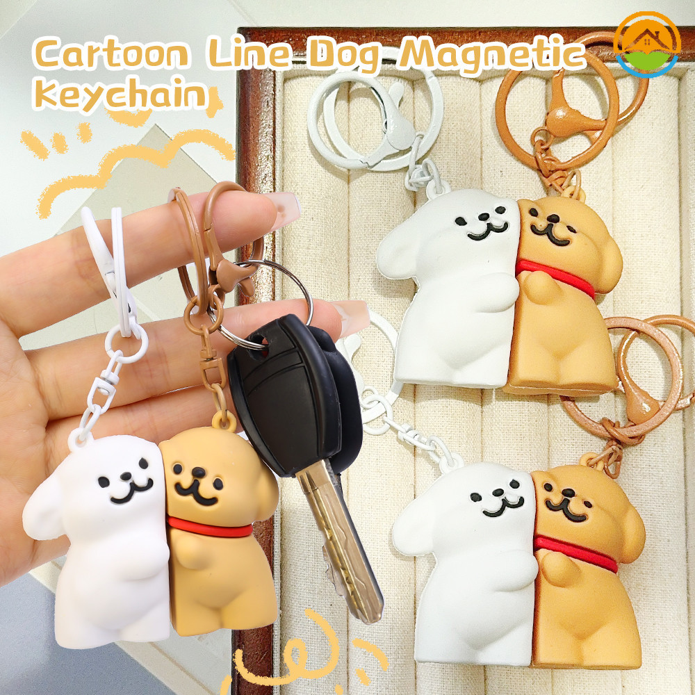 1Pair Creative Cute Cartoon Puppy Magnet Suction Keychain- High Quality ...