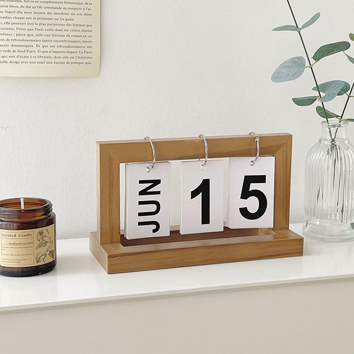 Modern Style Date Wooden Calendar Board Flip Desktop Table Minimalist ...