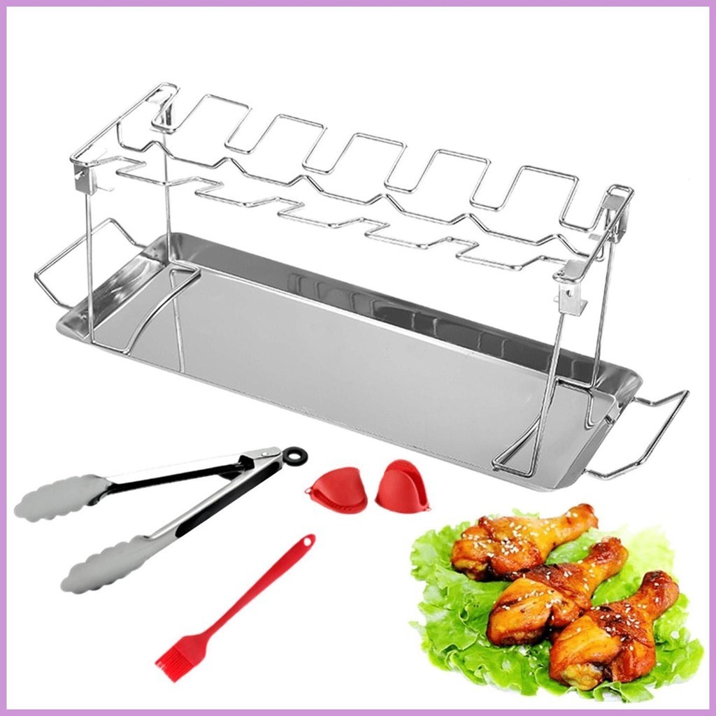 Roasted Chicken Drumsticks Holder 12 Slots Stainless Steel Roaster Chicken Rack Grill Rack BBQ