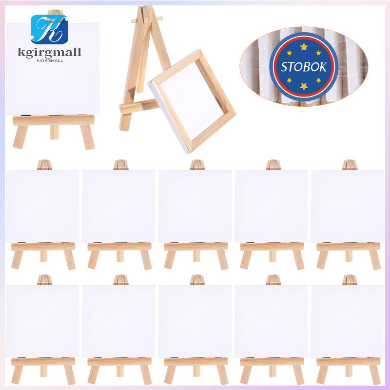 12 Sets Mini Painting Canvas With Easels Blank Art Canvas Boards With 