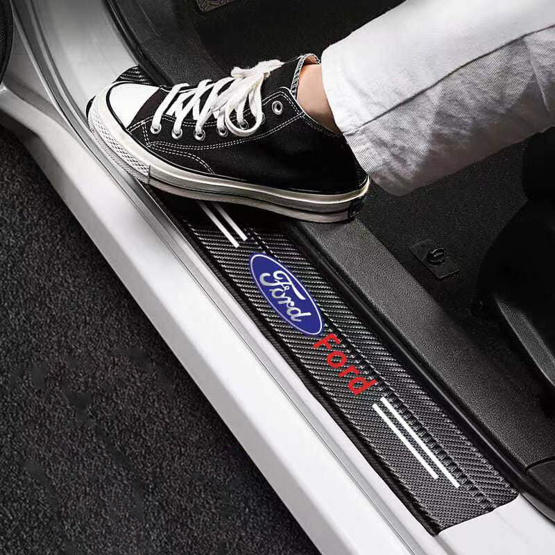 9pcs Ford Logo Car Side Step Door Sill Protector Carbon Fiber Seal ...