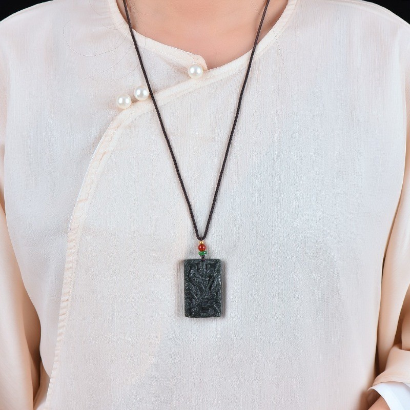 Sapphire Big Knife Guan Gong Pendant Exorcising Evil Men Women Same