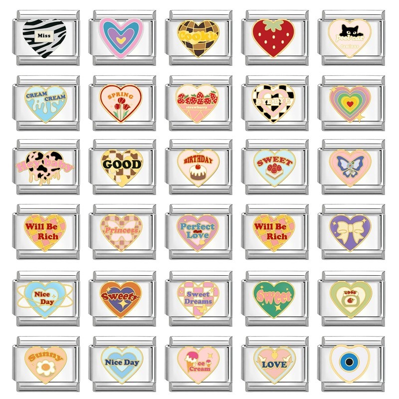 2024 New Love Module Italian Charm Bracelet 9mm Hand Chain Stainless