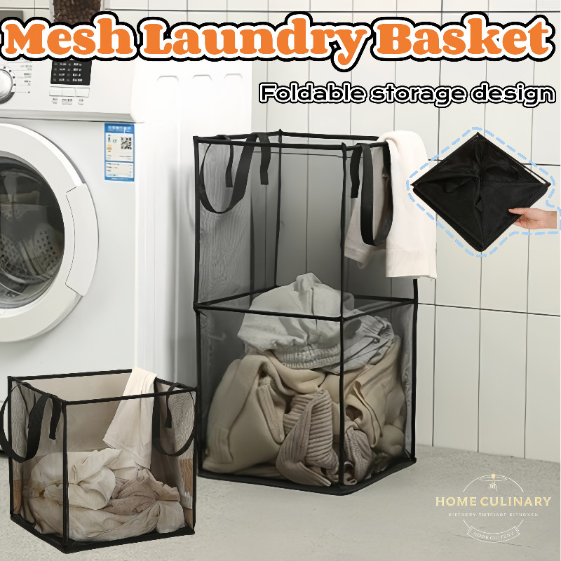 Square Mesh Clothes Laundry Basket Clothes Toys Folding Mesh Storage ...