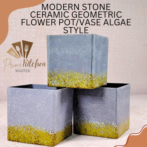 Modern Stone Ceramic Geometric Flower Pot/Vase Algae Style Flower Pot ...