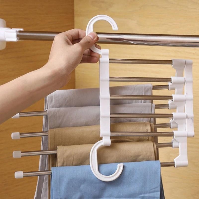 5in1 Hanger Folding Storage for Pants Clothes Towels Trousers Storage ...