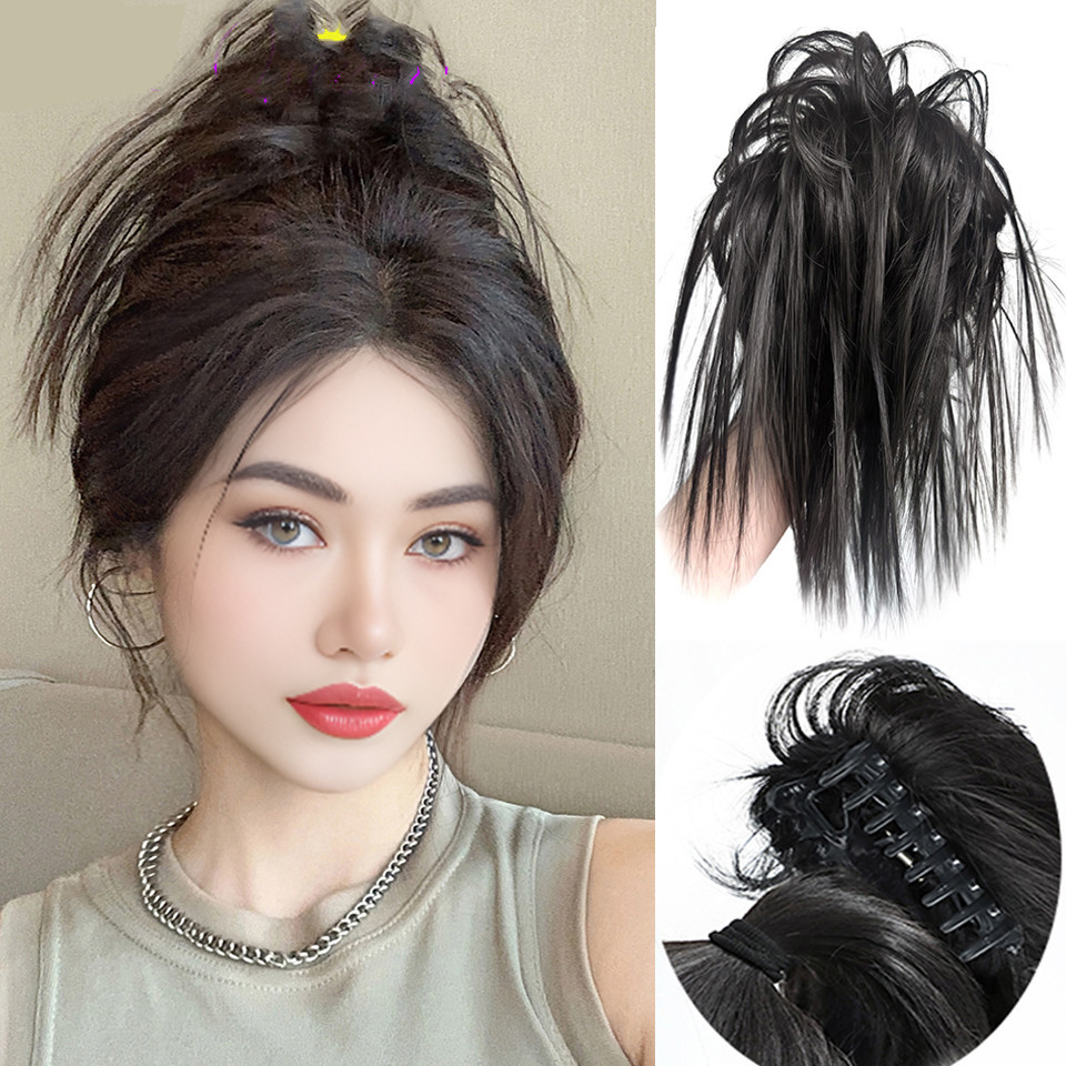 Messy Bun Hair Piece Inch Short Synthetic Claw Clip Messy Bun Hair  Extensions Fluffy Chignon Black, image size:960x960