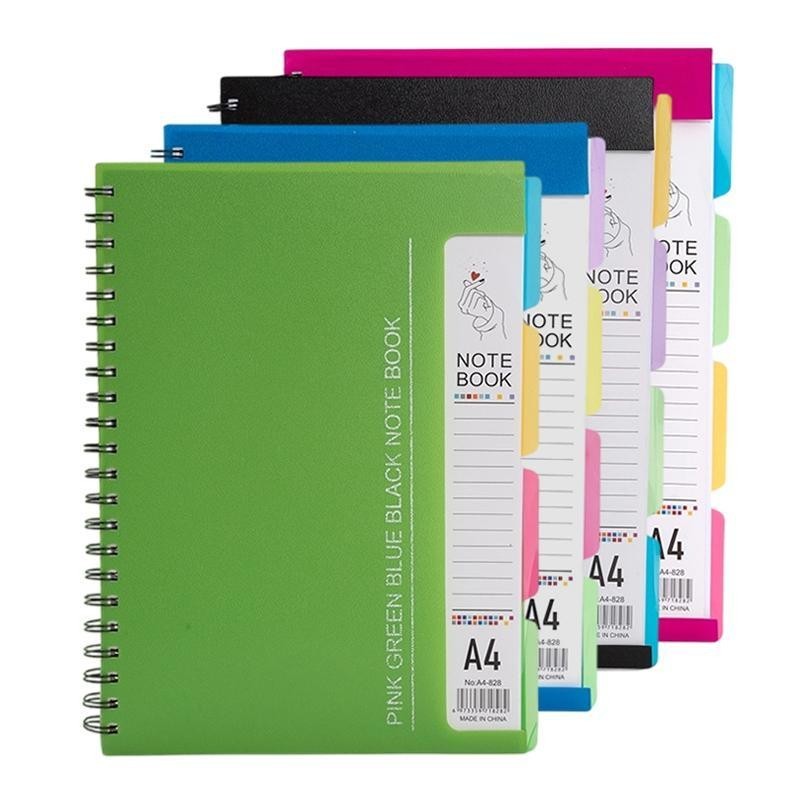 96 Sheets A5/A4 Spiral Notebook with Separator Page Waterproof Plastic ...