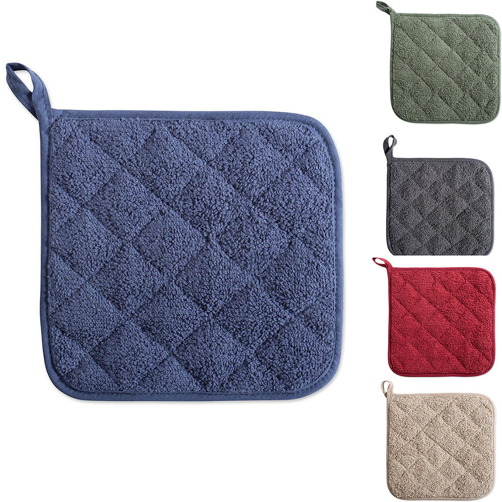 Cotton Square Pot Holders Heat Resistant Kitchen Everyday Basic Terry ...