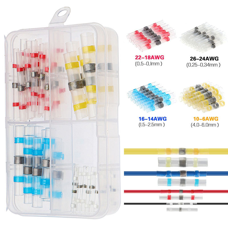 100/60/50pcs Waterproof Heat Shrink Butt Crimp Terminals Solder Seal