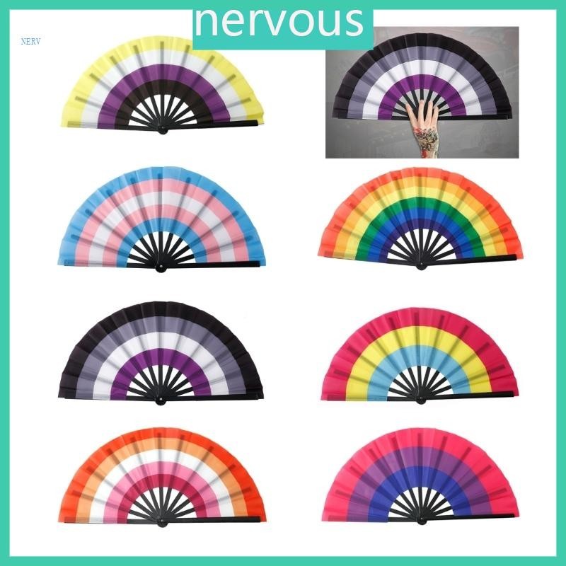 NERV Rainbows Folding Fan Colourful Fan LGBTs Pride Party Summer ...